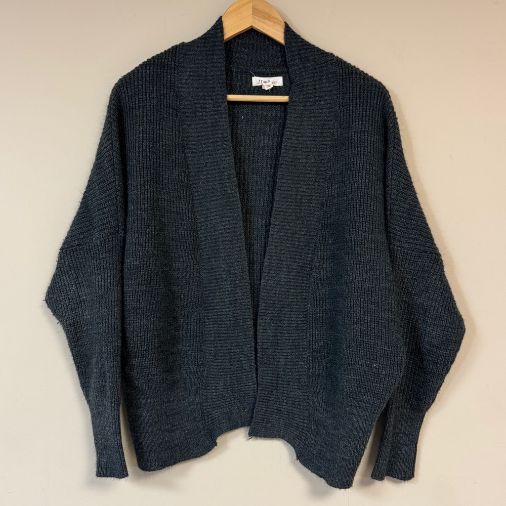 🆕 Grey Knit Cardigan Women's XL Boxy Oversized Open Front Cozy Soft Winter Warm